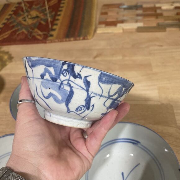 "Jing De Gu Yao" Set Of 4 Antique Chinese Blue and White Porcelain Bowls Marked - Picture 10 of 11